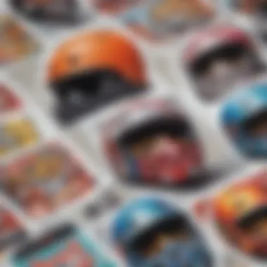 A selection of materials used for helmet stickers