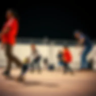 A group skate lesson in action with diverse participants