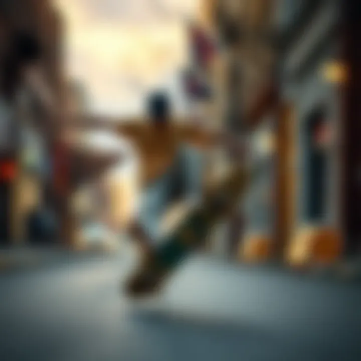 The Art of Skateboarding Skateboarder performing a trick on the street