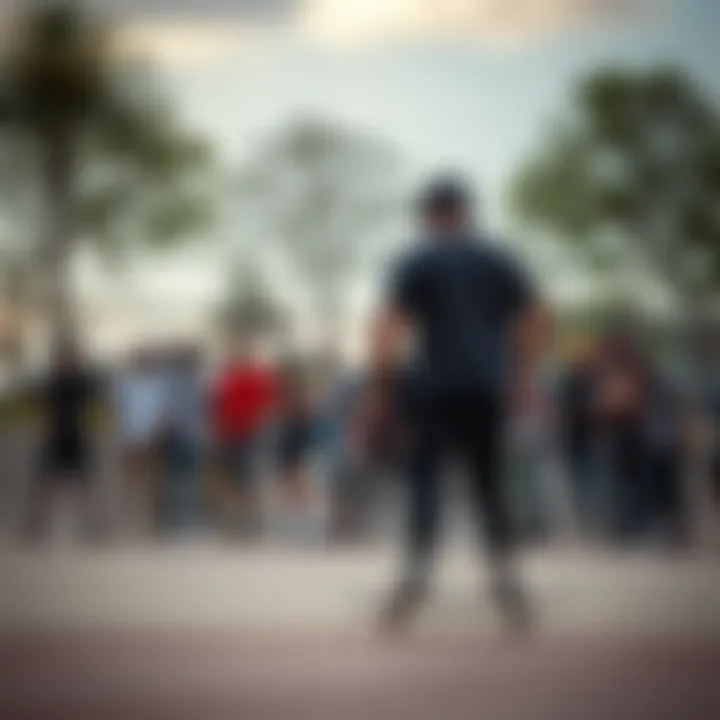 Community and Connection in Skateboarding A gathering of skaters at a local skatepark