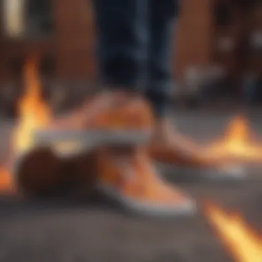 Group of friends showcasing their Slip-On Vans with flames