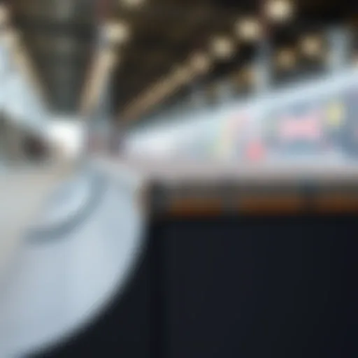 A close-up of a square skate rail showcasing its robust construction and smooth surface.