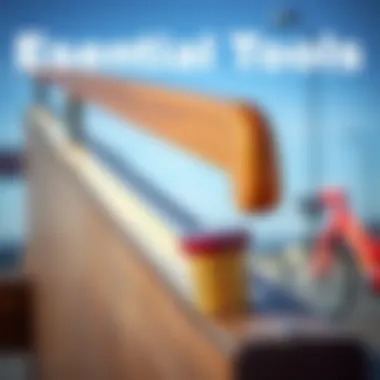 An installation guide illustrating essential tools and techniques for setting up square skate rails.