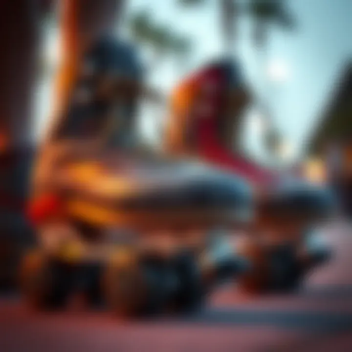 Close-up of Steel Pulse roller skates showcasing unique design elements