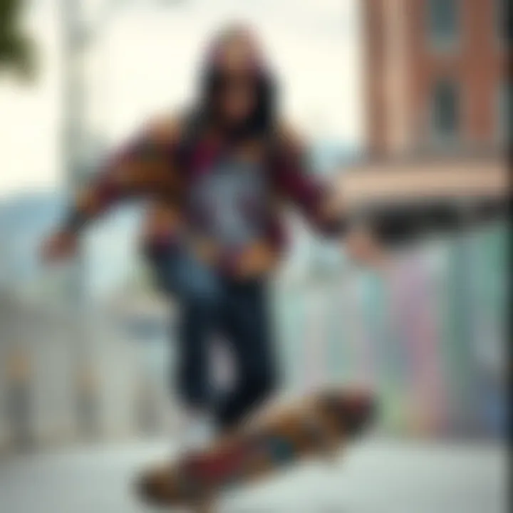 A skateboarder showcasing streetwear fashion