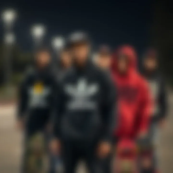 Variety of Sweatshirt Styles for Skateboarders Group of skateboarders showcasing different sweatshirt styles