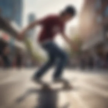 Dynamic Skateboarding Scene at Bellevue Square Dynamic skateboarding scene at Bellevue Square