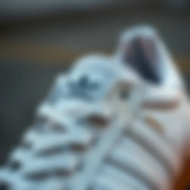 Close-up view of adidas Samba White Gum showcasing intricate stitching and texture