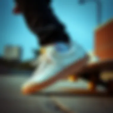 Samba White Gum in a dynamic skateboarding environment