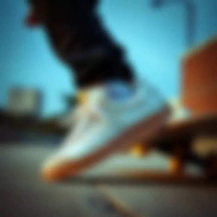 Samba White Gum in a dynamic skateboarding environment