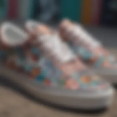 Close-up of butterfly pattern design on Vans sneakers