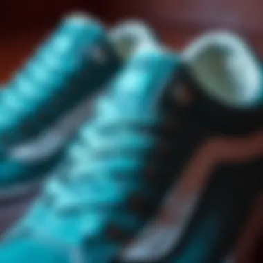 Close-up of Vans Old Skool Teal highlighting textures and materials