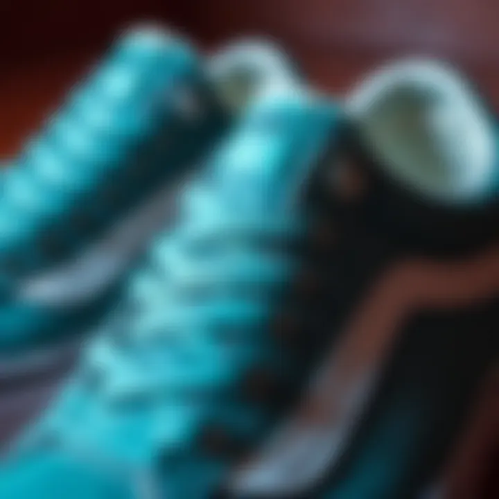 Close-up of Vans Old Skool Teal highlighting textures and materials
