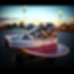 Camo print Vans displayed on a skateboard