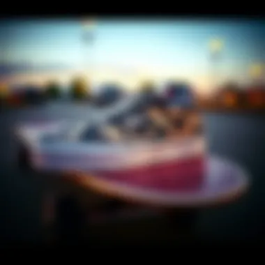 Camo print Vans displayed on a skateboard