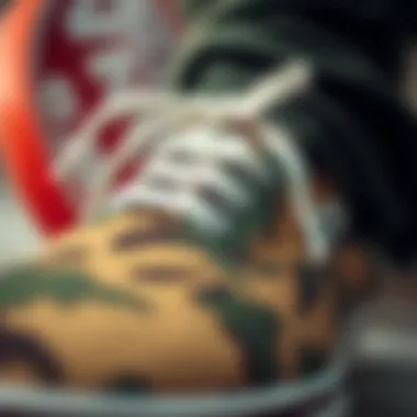 Close-up of camo print detail on Vans footwear