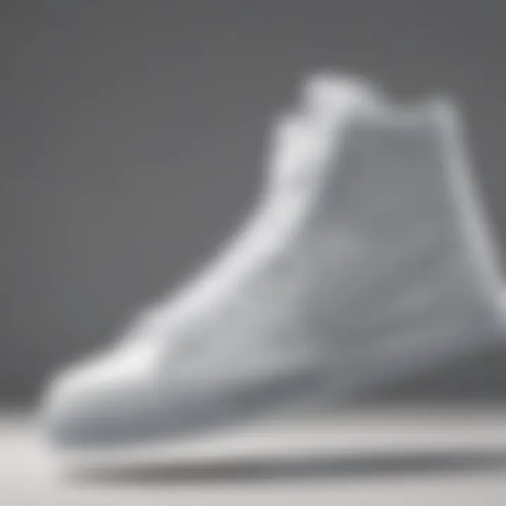 Close-up of white Nike high top sneaker design features