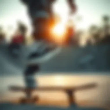Black Camouflage Vans in Skate Culture Skateboarder wearing black camouflage Vans at a skate park