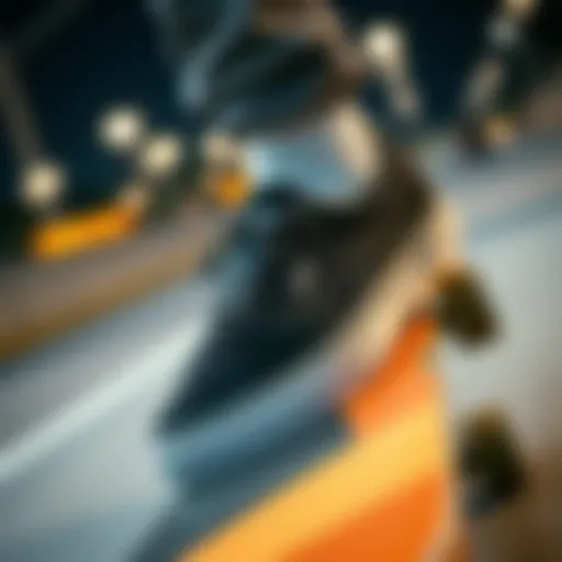 Stylish black camouflage Vans on a skateboard