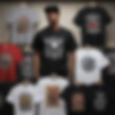 Diverse Designs of Graphic T-Shirts A collection of graphic t-shirts showcasing various designs