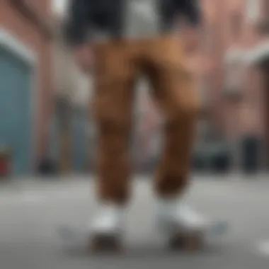 Pairing Cargo Pants with Skate Attire A casual outfit featuring cargo pants paired with skate shoes.
