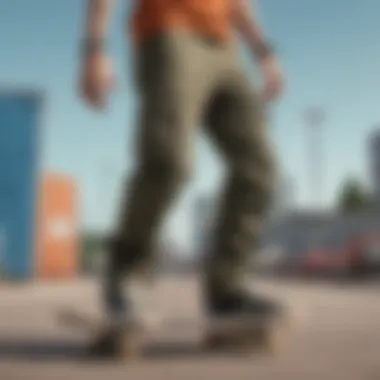 Cargo Pants in Action: Embracing Skate Culture A skater performing tricks while wearing cargo pants.