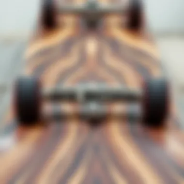 Deck Material of Battleaxe Longboard Detailed view of the Battleaxe longboard's deck material