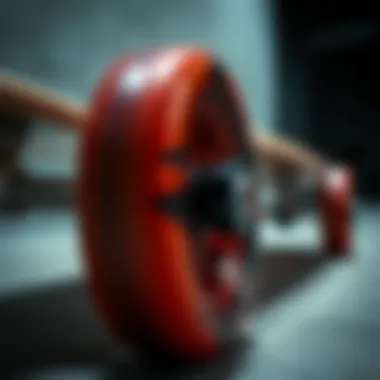 Wheels and Trucks of Battleaxe Longboard Close-up of Battleaxe longboard wheels and trucks