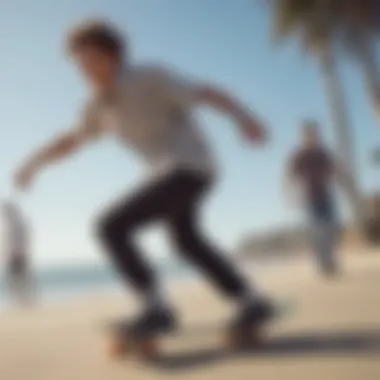 Skateboarders at the Beach in Button-Downs Group of skateboarders enjoying a day at the beach wearing stylish button-downs