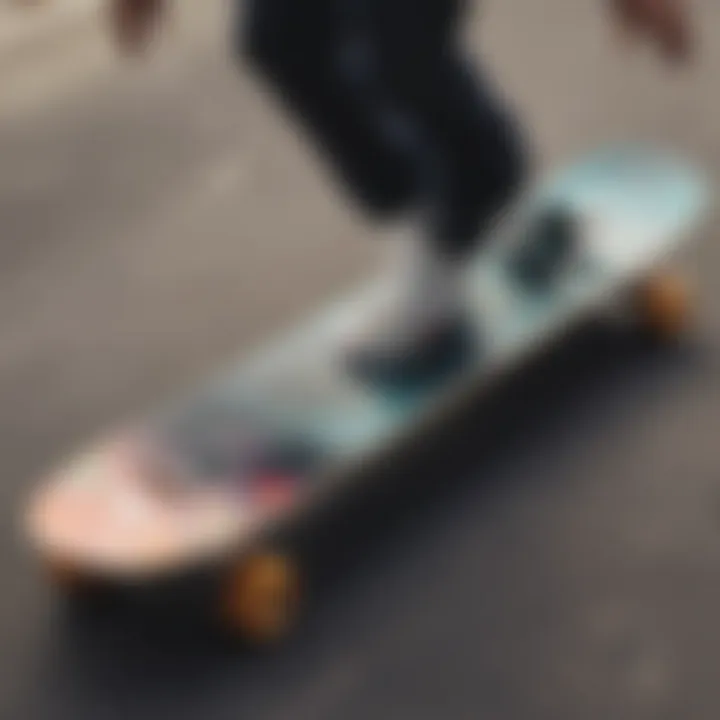 Skateboarder customizing a blank deck with vibrant paint and stickers