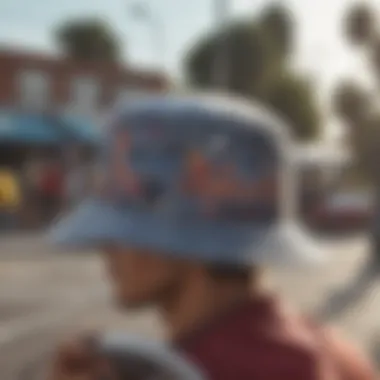 Graphic Design Bucket Hat A trendy bucket hat adorned with unique graphics, perfect for skateboarding culture.