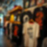 Vibrant graphic tees displayed in a boutique setting