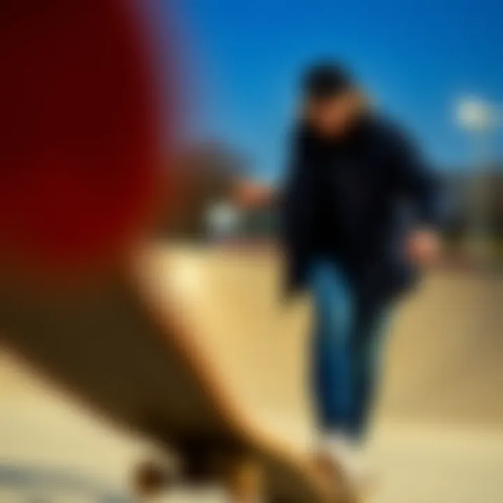 Skateboarder in the Black Coach Jacket A skateboarder in action wearing a black coach jacket at a skate park
