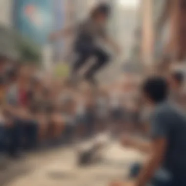 Skateboarding Community Gathering A community gathering of skateboard enthusiasts in mob attire