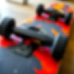 Detailed view of various skateboard track bottoms highlighting design features