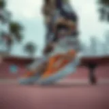 Vans sneakers displayed in a skatepark setting