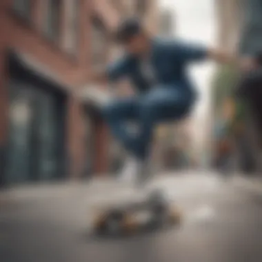 Skateboarder Showcasing Streetwear Style Skateboarder showcasing streetwear style in action