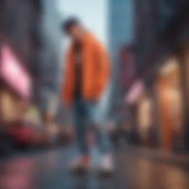 Trendy Streetwear Collection Trendy streetwear collection displayed in an urban setting