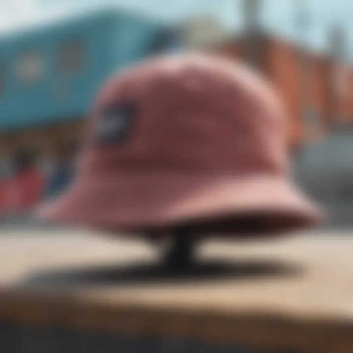 Hankley bucket hat showcased in an urban skate park