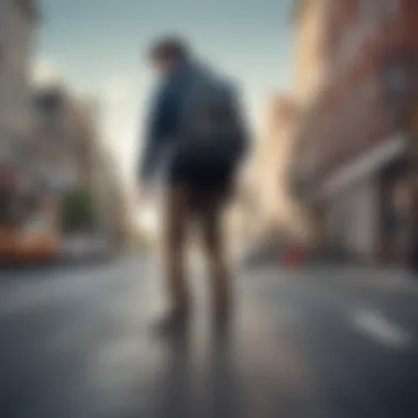 Skateboarder using the Herschel Sling Backpack