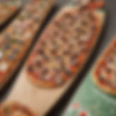 Collection of Unique Pizza-Themed Skate Decks A collection of unique pizza-themed decks showcasing diverse designs