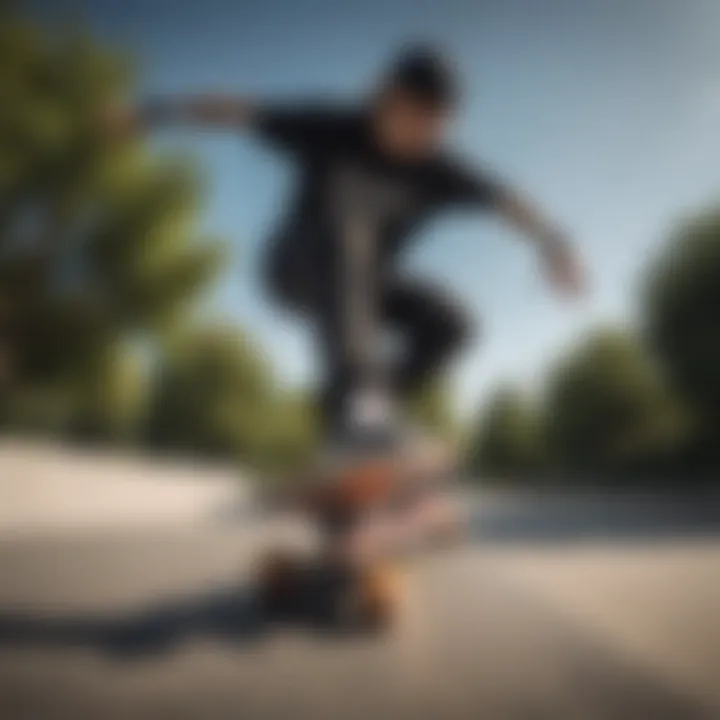 A skateboarder performing a trick with a camera capturing the moment