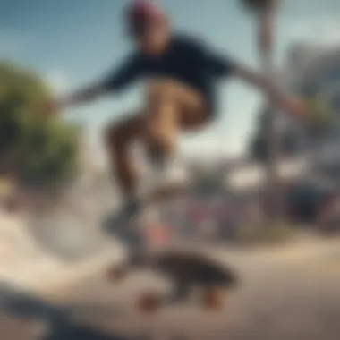 Skateboarding on Social Media A vibrant social media feed showcasing skateboarding clips