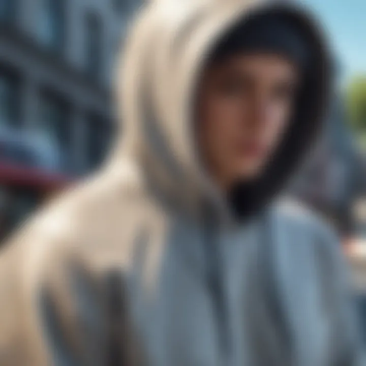 Close-up of fabric textures and materials used in modern hoodies, highlighting durability and fashion.