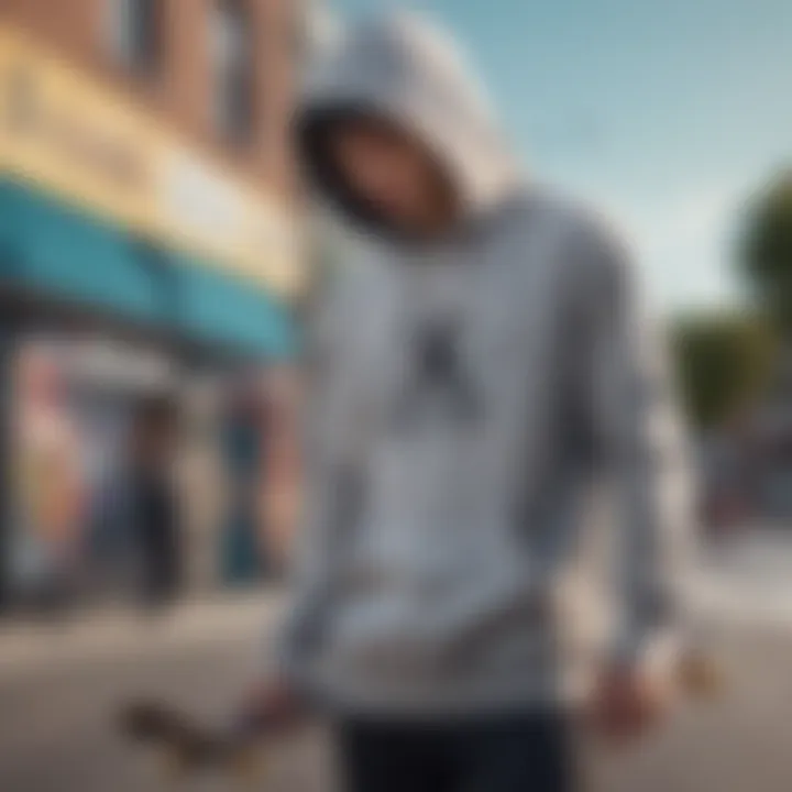 A skateboarder executing a trick while wearing a trendy hoodie, embodying the spirit of skate culture.