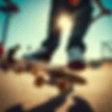 Dynamic skateboarding scene showcasing the Levi's Hi Ball Roll