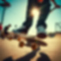 Dynamic skateboarding scene showcasing the Levi's Hi Ball Roll