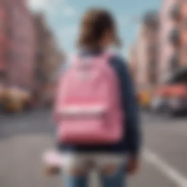 Fashion-forward individuals pairing outfits with mini pink backpacks