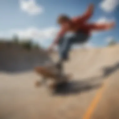 Mongoose Skateboard in Action Dynamic Mongoose skateboard in action on a half-pipe