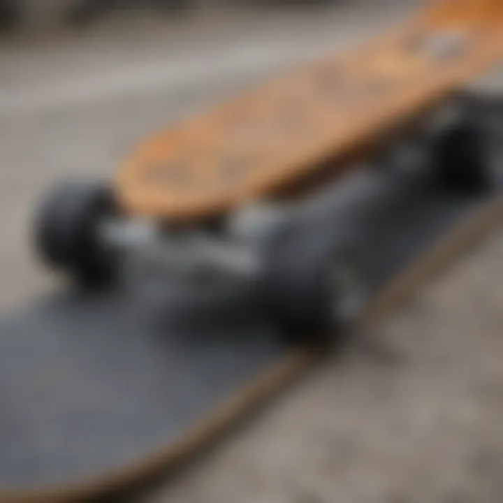 Close-up of Mongoose skateboard deck showcasing design